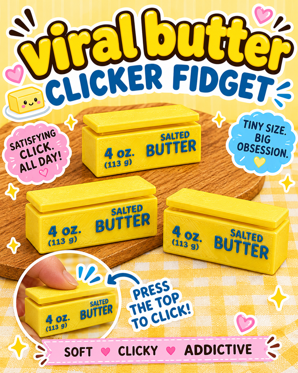3D printed butter clicker